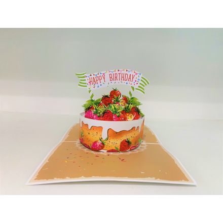 KIRIORI POP-UP Поздравителна картичка  "ТОРТА С ЯГОДИ"