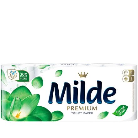 MILDE PREMIUM ULTRA SOFT Тоалетна хартия 3 пласта ENERGY GREEN, 8 бр.