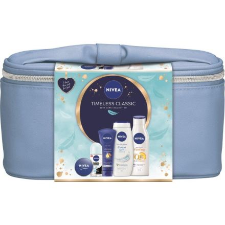 NIVEA  TIMELESS CLASSIC Комплект Рол-он дамски , 50 мл + Душ-гел , 250 мл +  Крем за ръце, 100 мл + Крем, 30 мл + Стягащ лосион за тяло с Q10+ , 250 мл + несесер 