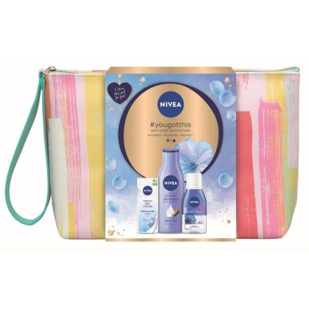 NIVEA YOUGOTTHIS Комплект  Дневен крем за нормална кожа, 50 мл + Двуфазен лосион за отстраняване на грим, 125 мл +  Мляко за тяло , 250 мл