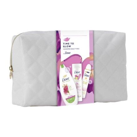 DOVE GLOW Комплект  Део-спрей, 150 мл + Душ гел, 250 мл + Лосион за тяло, 250 мл + несесер