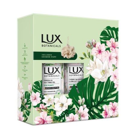 LUX BOTANICALS Комплект Душ гел, 500 мл + Душ гел, 500 мл + Гъба за баня, 1 бр.