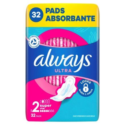 ALWAYS ULTRA SUPER PLUS QUATTRO PACK Дамски превръзки, 32 бр.