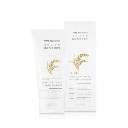 THANK YOU FARMER RICE PURE Почистваща пяна-маска с глина 2 в 1, 150мл