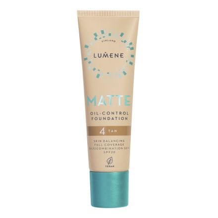 LUMENE VEGAN MATTE TAN Фон дьо тен матиращ за мазна/комбинирана кожа 4, SPF 20 , 30 мл