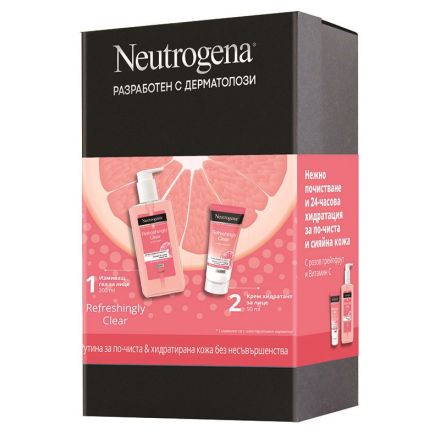 NEUTROGENA REFRESHINGLY CLEAR Комплект Измиващ гел за лице, 200 мл + Крем хидратант за лице, 50 мл