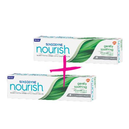 SЕNSODYNE NOURISH GENTLE SOOTING Пастата за зъби с натурална мента и екстракт от алое вера, 2бр x 75 мл.