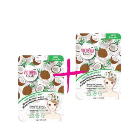 VICTORIA BEAUTY MIRACLE OIL Възстановяваща маска-шапка с комплекс масла, 2бр x 40гр 