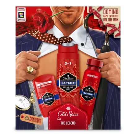OLD SPICE CAPTAIN Комплект Стик, 50 мл + Део спрей, 150 мл + Душ гел, 250 мл