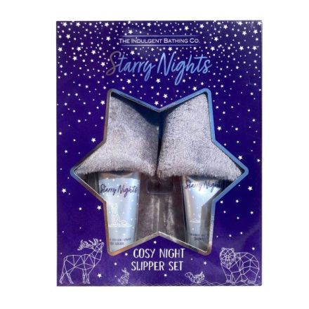 STARRY NIGHT LAVENDER & LIMEFLOWER Комплект Лосион за тяло, 50 мл + Душ крем,  50 мл + Пухкави пантофки, 1 чифт