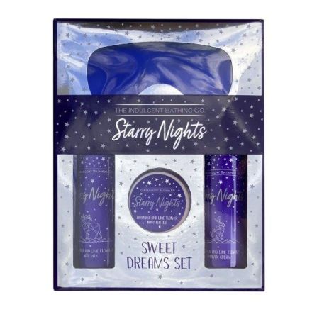STARRY NIGHT LAVENDER & LIMEFLOWER Комплект Сатенена маска за очи, 100 мл + Масло за тяло, 100 мл + Душ крем, 300 мл + Мляко за вана, 300 мл