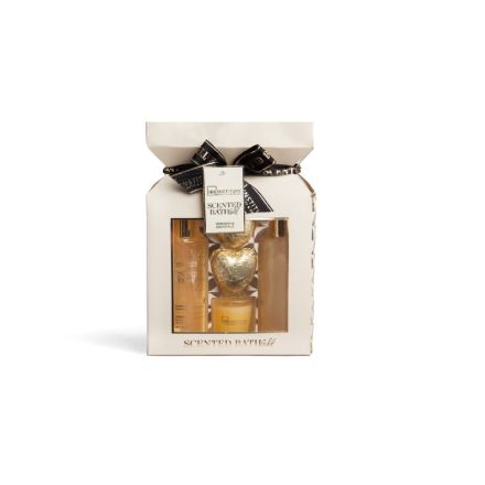 IDC SCENTED GOLD Комплект Душ гел, 160 мл + Парфюмен спрей за тяло, 160 мл + Свещ, 60 г + Бомбички за вана 2х20 г