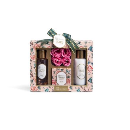 IDC SCENTED GARDEN Комплект Душ гел, 100 мл + Лосион за тяло, 100 мл + Соли за вана, 50 г + Конфети за вана 4 бр