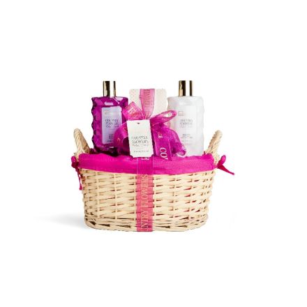 IDC COUNTRY FLOWERS BASKET Душ гел, 300 мл + Лосион за тяло, 300 мл + Гъба за баня, 1 бр. + Соли за вана, 150 г