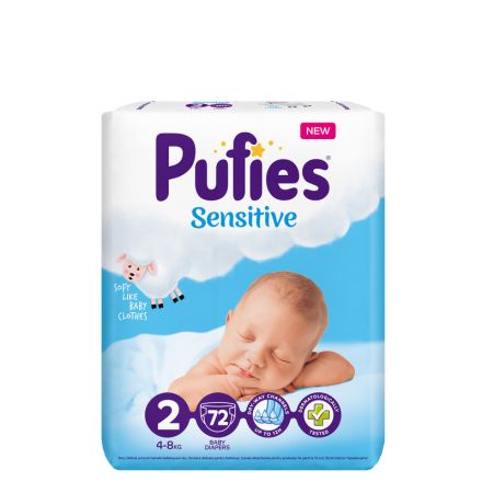 PUFIES SENSITIVE MINI MAXI Пелени за еднократна употреба, 72 бр.