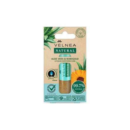 VELNEA NATURAL ALOE VERA AND MARIGOLD Балсам за устни, 5,5мл