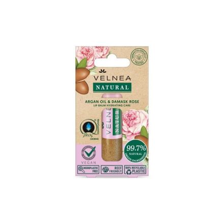 VELNEA NATURAL ARGAN OIL AND DAMASK ROSE Балсам за устни, 5,5 мл