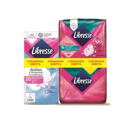LIBRESSE ULTRA Промо пакет Дамски превръзки Long Duo, 16 бр. + Ежеднвени превръзки Normal, 20 бр.