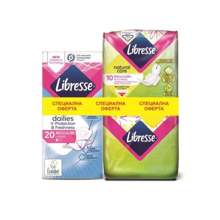 LIBRESSE Промо пакет Дамски превръзки Natural, 20 бр. + Ежедневни превръзки Normal, 20 бр.