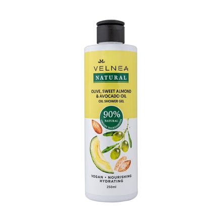 VELNEA NATURAL OLIVE, SWEET ALMOND AND AVOCADO OIL  Душ олио , 250 мл