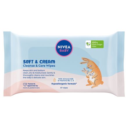 NIVEA BABY SOFT & CREAM Мокри кърпички с мек крем , 57 бр