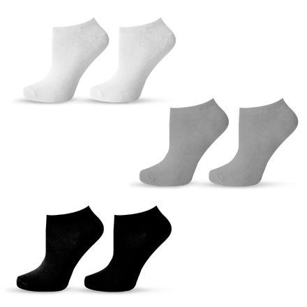 HAPPY FOOTTOPIA BASIC NO SHOW Чорапи памук бял, сив, черен 35-38, 3 БР