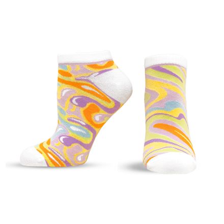 HAPPY FOOTTOPIA Чорапи къс конч бамбук зелен вълни, 35-38