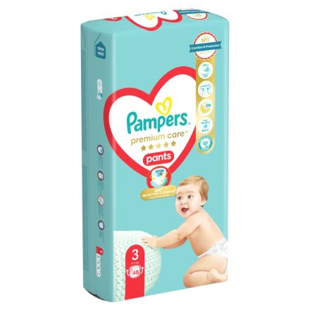 PAMPERS PREMIUM CARE PANTS Бебешки гащички за еднократна употреба Midi размер 3, 6-11 кг., 48 бр.