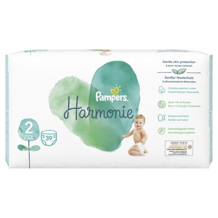 PAMPERS HARMONIE Бебешки пелени за еднократна употреба размер 2, 4-8 кг., 39 бр.