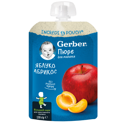 GERBER Пауч Ябълка и Кайсия ,6+м 150 г