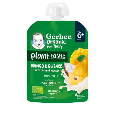 GERBER Organic Пауч Кокос,Манго и Дюла 6+м 80г,Био