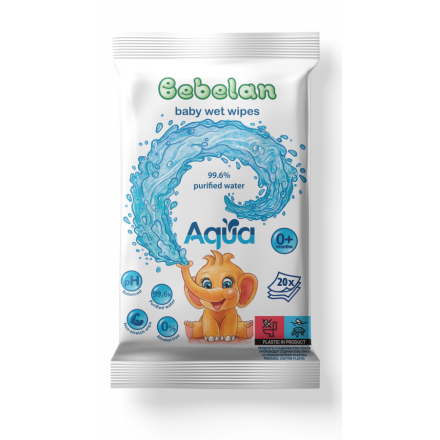 BEBELAN Влажни кърпи Agua 99,6 %  пречистена вода, 20 бр