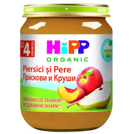 HIPP БИО Пюре с праскови и круши, 125гр.