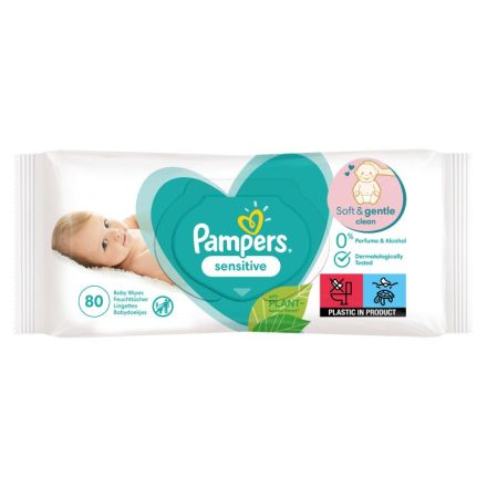PAMPERS SENSITIVE Бебешки мокри кърпички, 80 бр