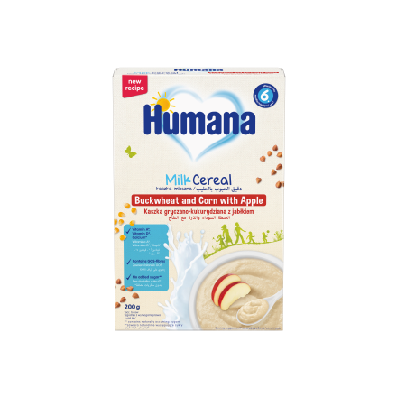HUMANA Млечно-зърнеста каша с елда и ябълка от 6-ия месец, 200g