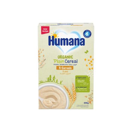 HUMANA БИО Безмлечна каша с 5 зърнести култури от 6ти месец, 200g