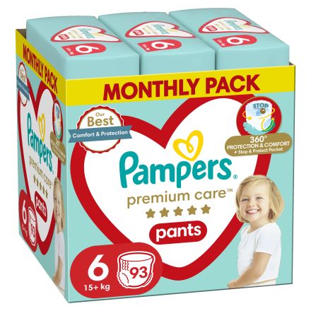 PAMPERS Premium Care Pants Пелени-гащички  Размер 6, 15 kg+, 93 бр.,