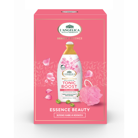 L'ANGELICA BEAUTY ESSENCE Комплект Душ гел TONIC BOOST КОЛАГЕН 500мл. + Гъба за баня