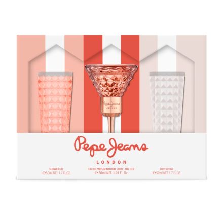 PEPE JEANS for HER Подаръчен комплект за жени с парфюмна вода 30 мл + Лосион за тяло 50 мл + Душ гел 50 мл
