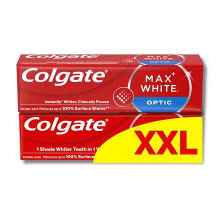 COLGATE MAX WHITE ONE + OPTIC Паста за зъби, 2x75 мл