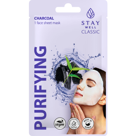 STAY Well Classic CHARCOAL Purifying Шийт маска за лице с Въглен, 22гр