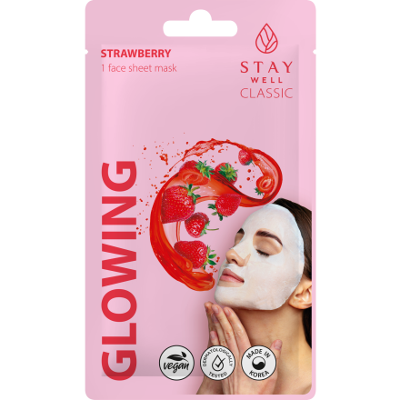 STAY Well Classic STRAWBERRY Glowing Шийт маска за лице с Ягода, 22гр