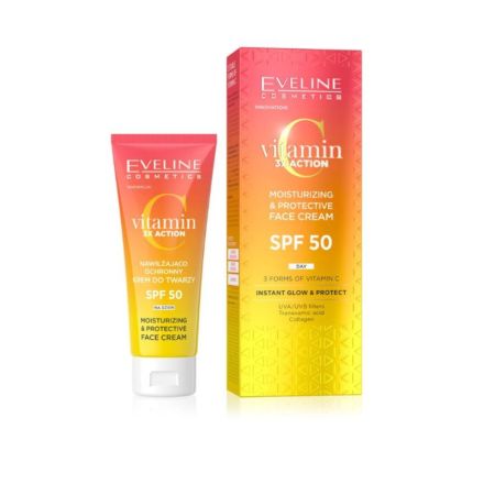 EVELINE Слънцезащитен крем за лице с Вит.С SPF 50, 30 мл