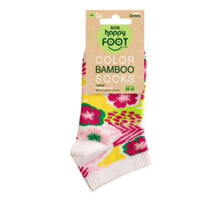 HAPPY FOOTTOPIA Чорапи къс конч с цветя бял 39-42, 1 чифт
