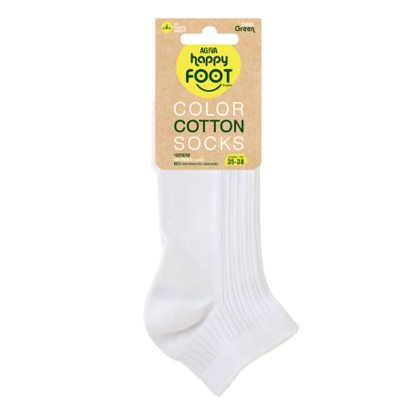 HAPPY FOOTTOPIA ЧОРАПИ Къс конч памук бял жакард бял  35-38, 1 чифт