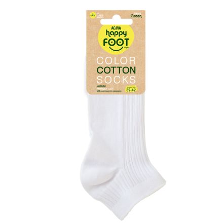 HAPPY FOOTTOPIA Чорапи къс конч памук бял жакард 39-42, 1 чифт