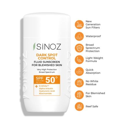 SINOZ Слънцезащитен флуид за лице против пигментация SPF50+, 50 мл