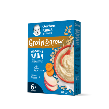 GERBER Мл.каша Овес, Пшен, Ябълка и Морков 6+м,240г