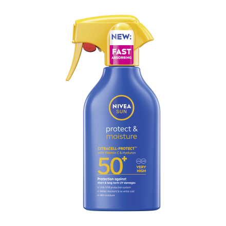 NIVEA SUN PROTECT & MOISTURE Хидратиращ слънцезащитен спрей - помпа SPF 50+, 270 мл