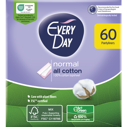 EVERYDAY ALL COTTON Ежедневни превръзки, 40+20 бр.